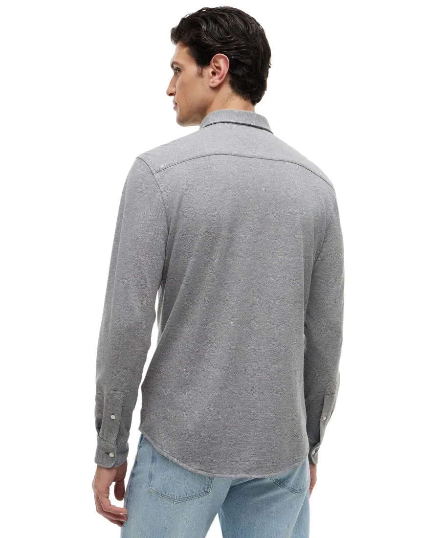 Рубашка с воротником на пуговицах, длинным рукавом, из хлопка Tommy Hilfiger, Medium Gray Heather — фото 4