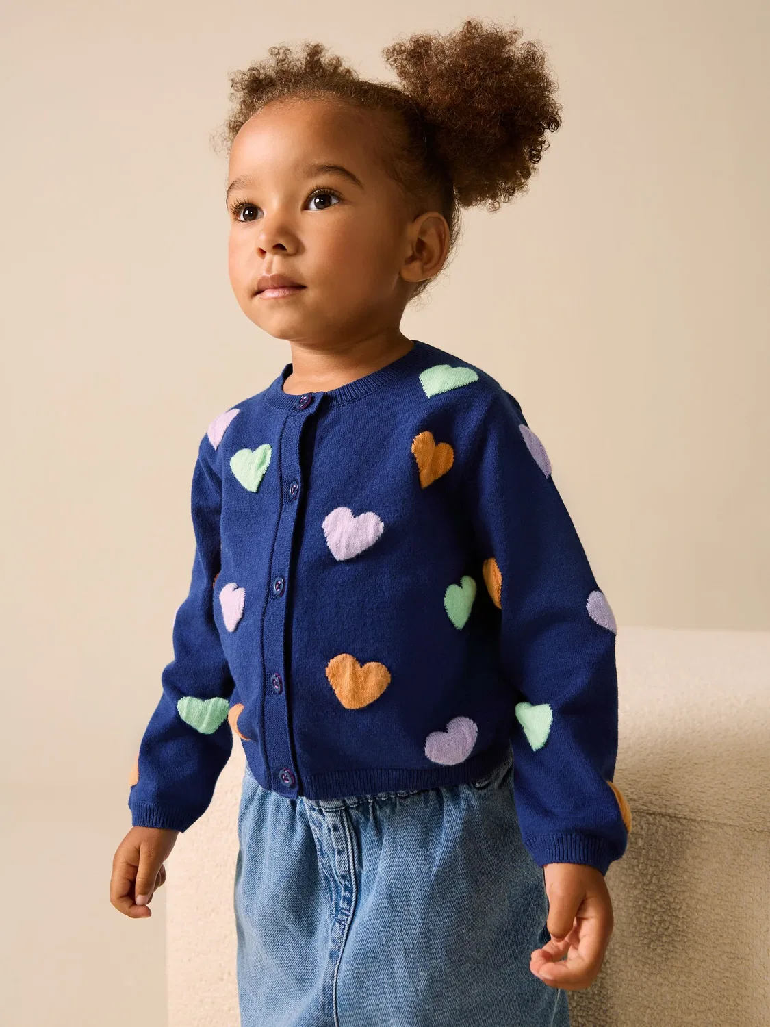 Кардиган, 3D аппликации, Navy Heart Cardigan Next, Navy Heart
