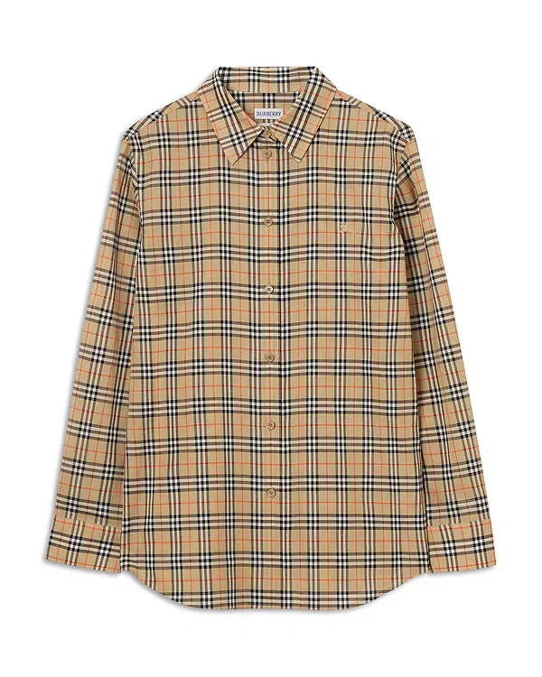 Женская хлопковая рубашка Classic Fit Check Cotton Shirt Burberry, Sand Ip Check — фото 3