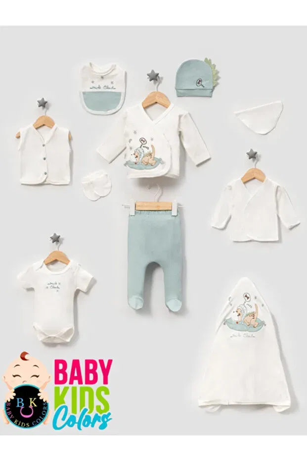 Детский комплект одежды для новорожденных с вышивкой собачки Baby Kids Colors, Green — фото 3
