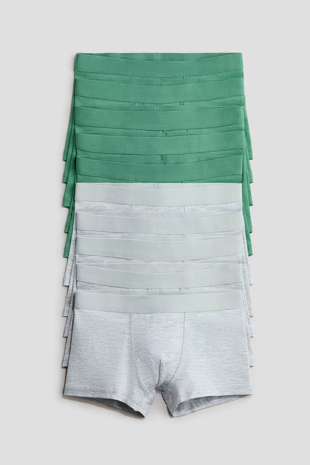 10 хлопковых трусов H&M, Grün/Hellgraumeliert