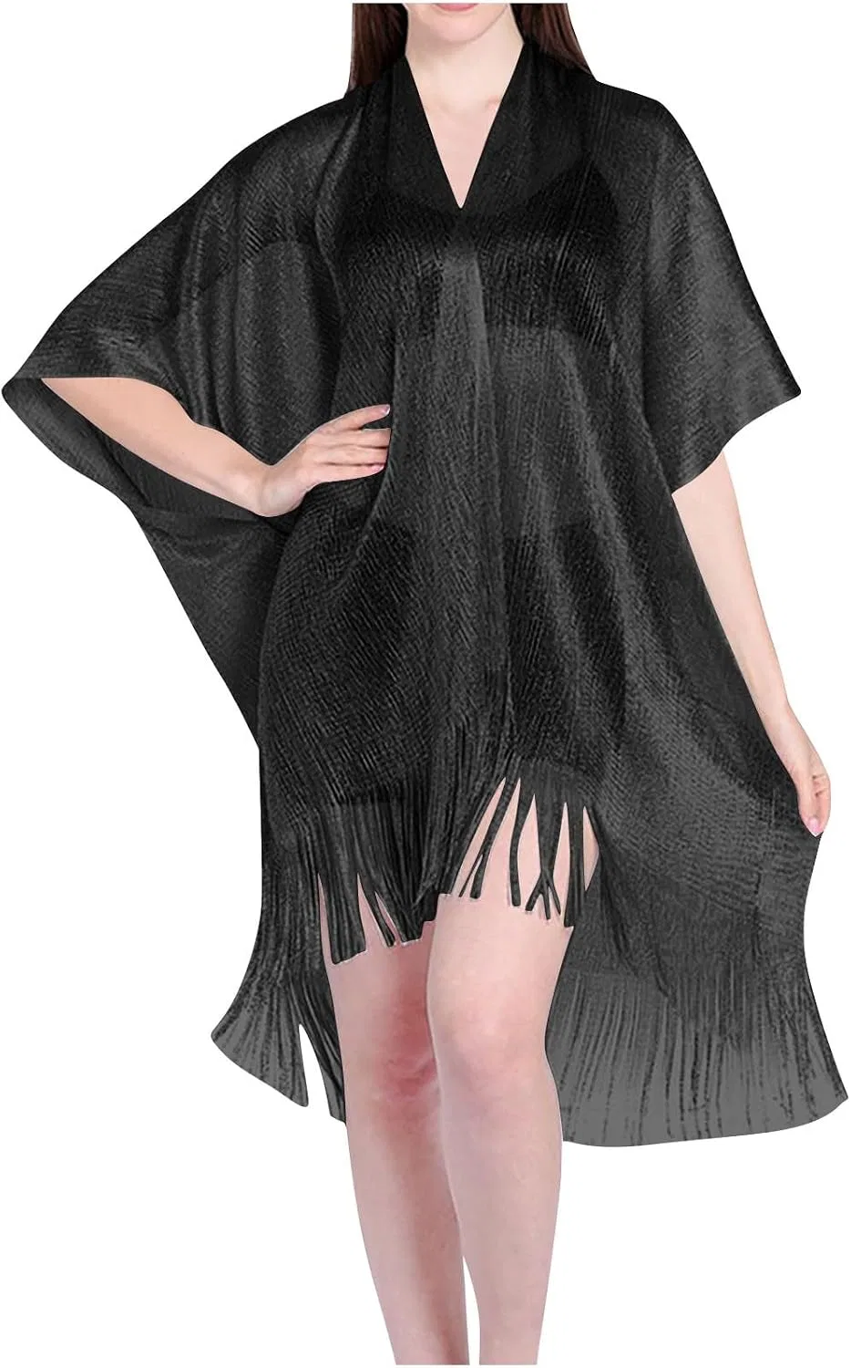 Женский пляжный платок с кружевной отделкой Generic, Black — фото 2