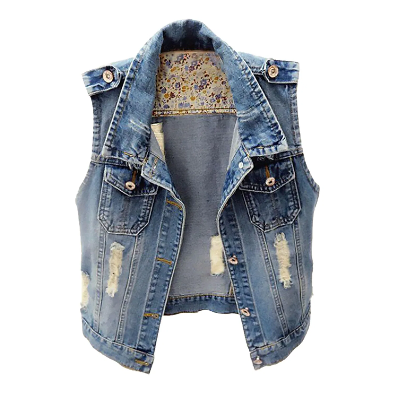 Женский джинсовый жилет без рукавов vintage, blu
