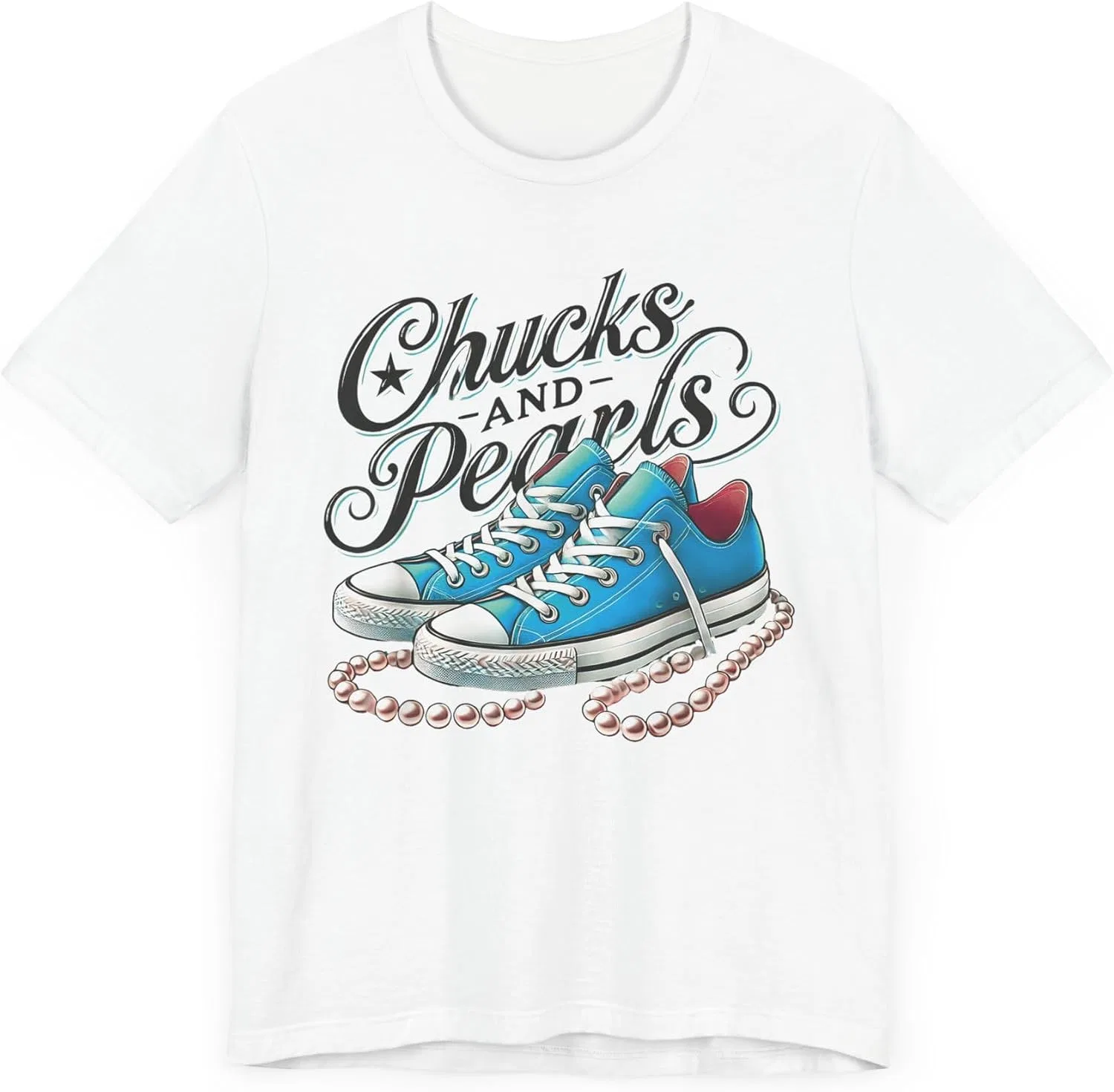 Футболка с принтом Chucks and Pearls Bella Canvas 3001, White — фото 3