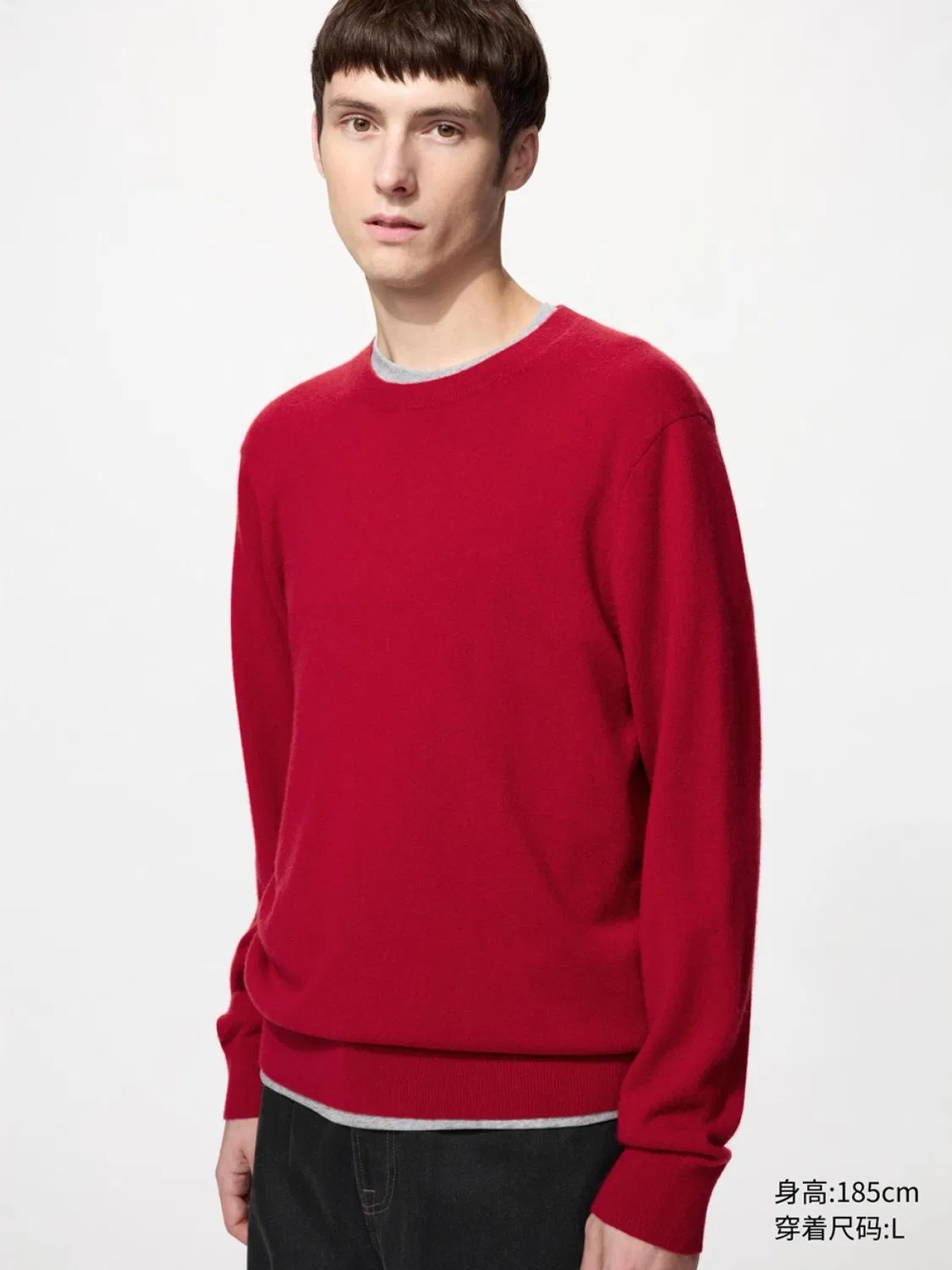 Свитер с круглым вырезом из кашемира Uniqlo, коралловый