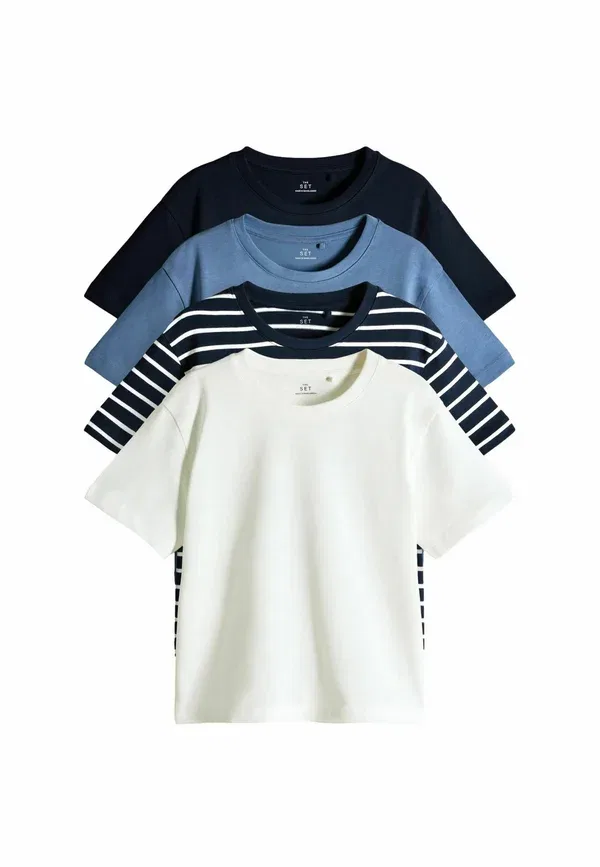 Футболка хлопковая Regular fit heavyweight skater The Set, navy stripe light blue cream, темно-синий/светло-голубой/кремовый