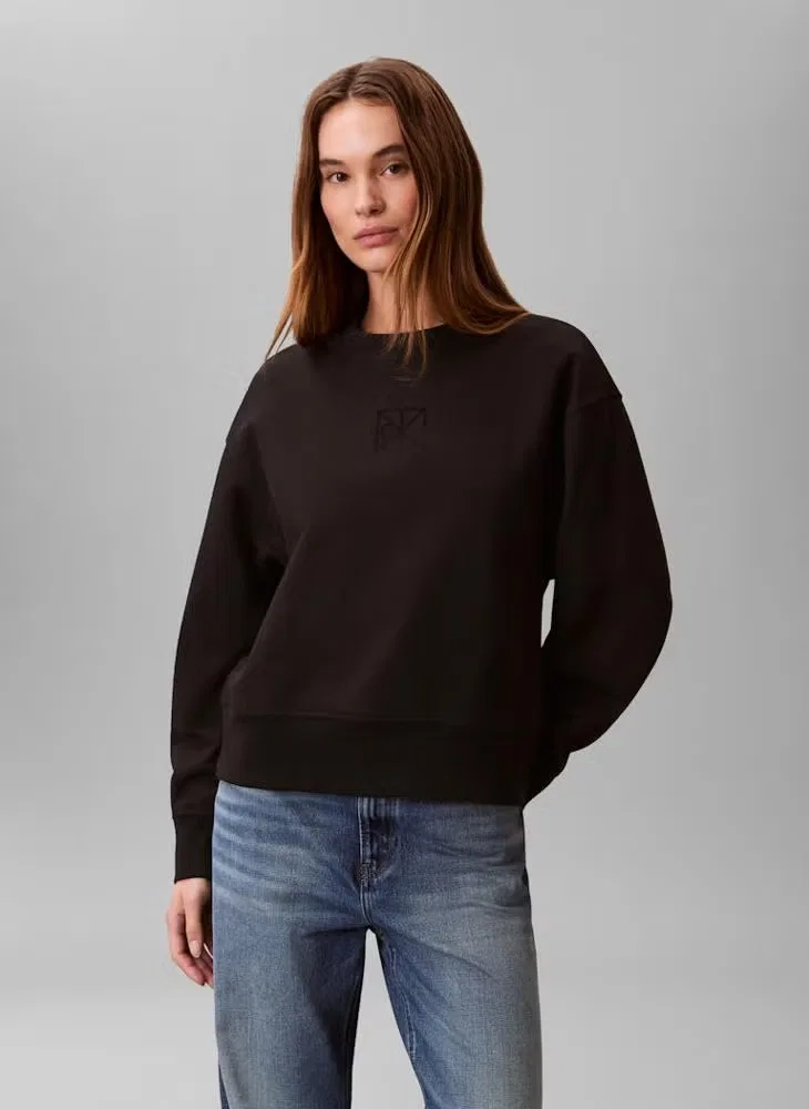 Свитшот с длинным рукавом и сетчатыми деталями Calvin Klein, черный — фото 4