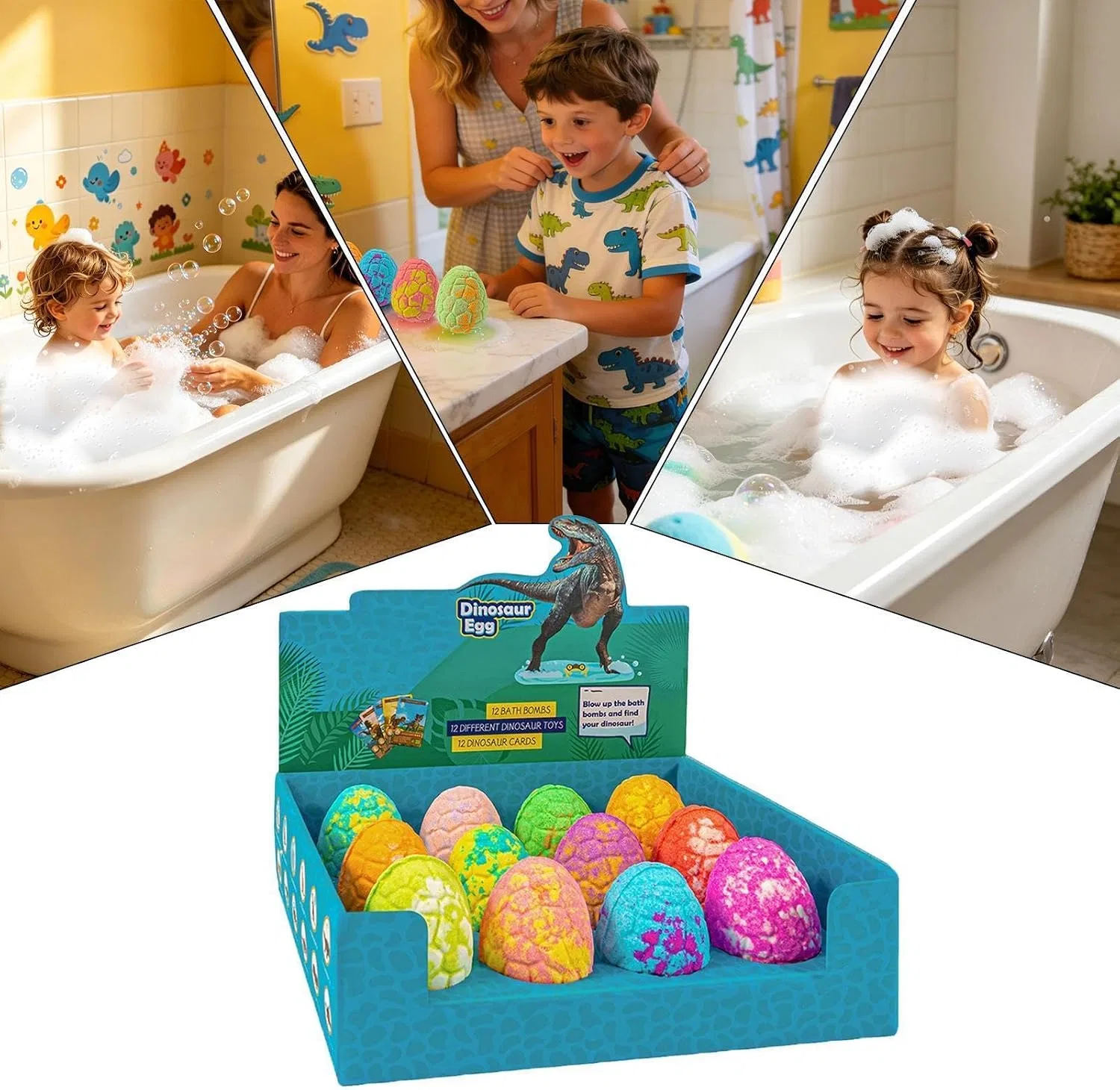 Бомбочки для ванны с игрушкой динозавром, Generisch, 12 шт, ассорти — фото 4