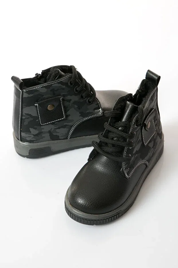 Детские ботинки для девочек на шнуровке Shoes Time, Black — фото 3