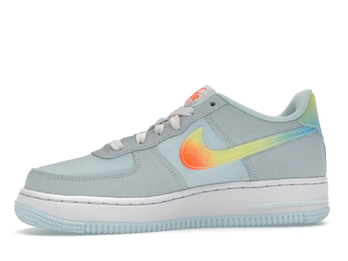 Детские кроссовки Lifestyle Nike Air Force 1 Low, Glacier Blue Light Lemon Twist Aquarius Blue Total Orange — фото 3