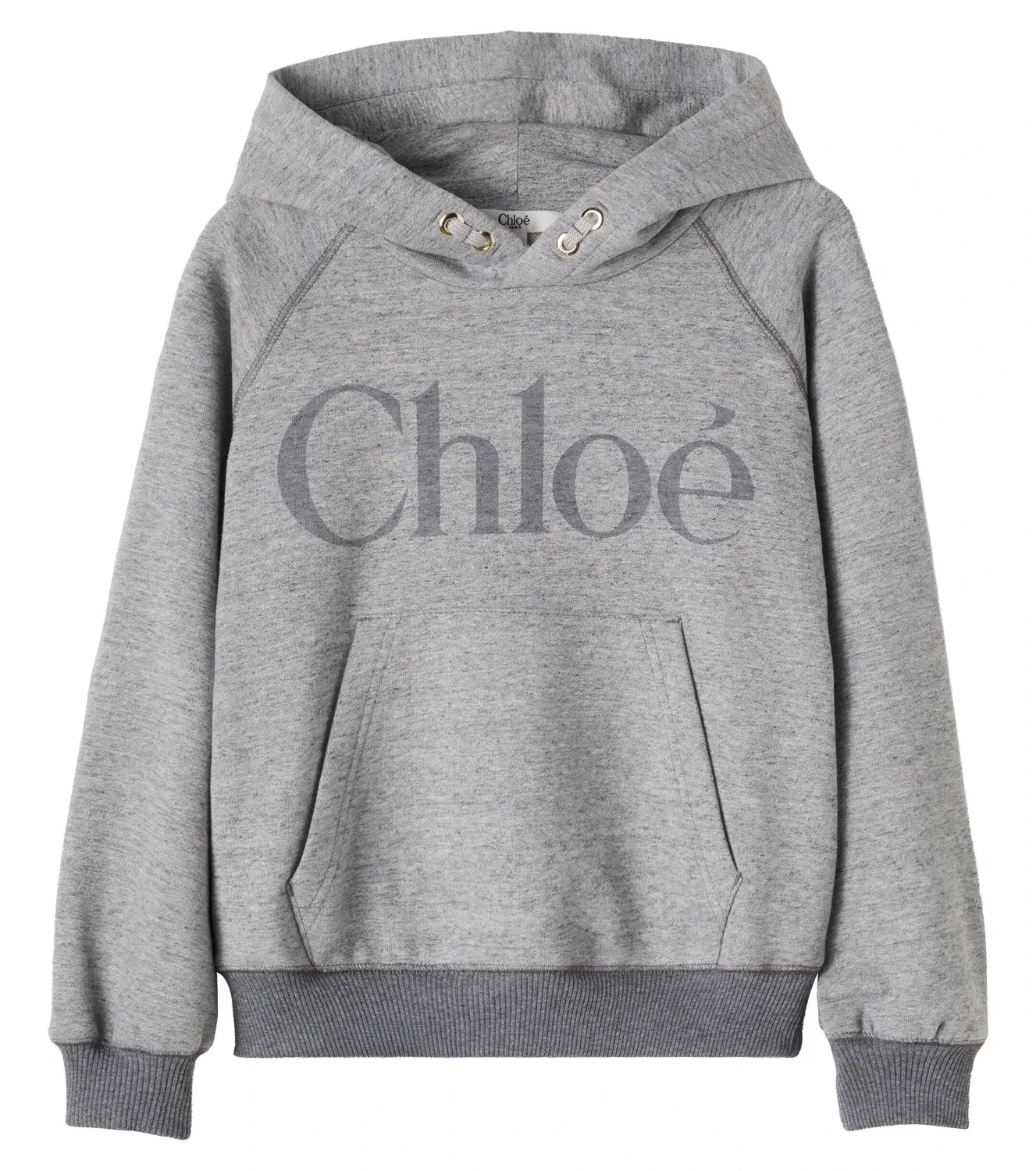 Худи из хлопкового джерси с логотипом Chloé Kids, серый