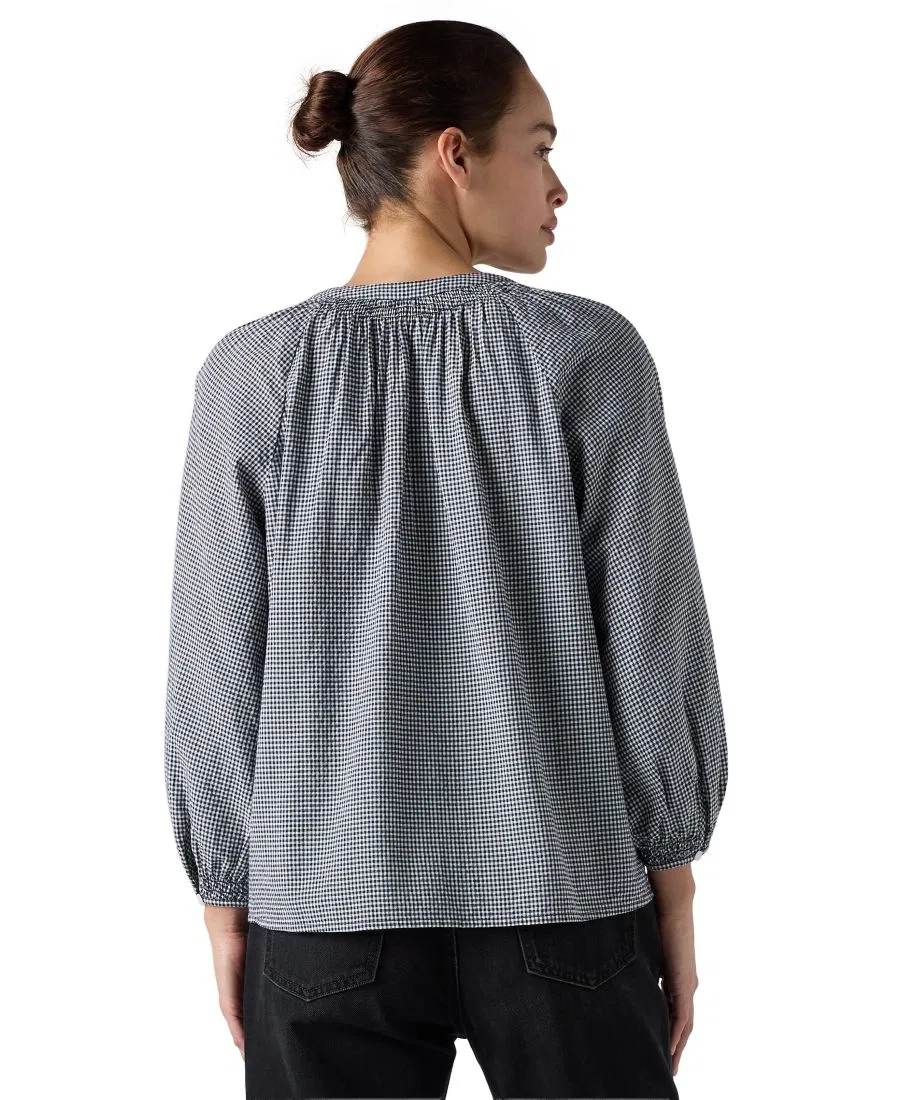 Блуза свободного кроя Reverie Split Neck Levi's, Ceicil Even Micro Check Peacoat — фото 4