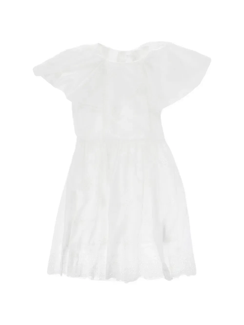 Расклешенное платье с люверсами Chloe Kids, белый