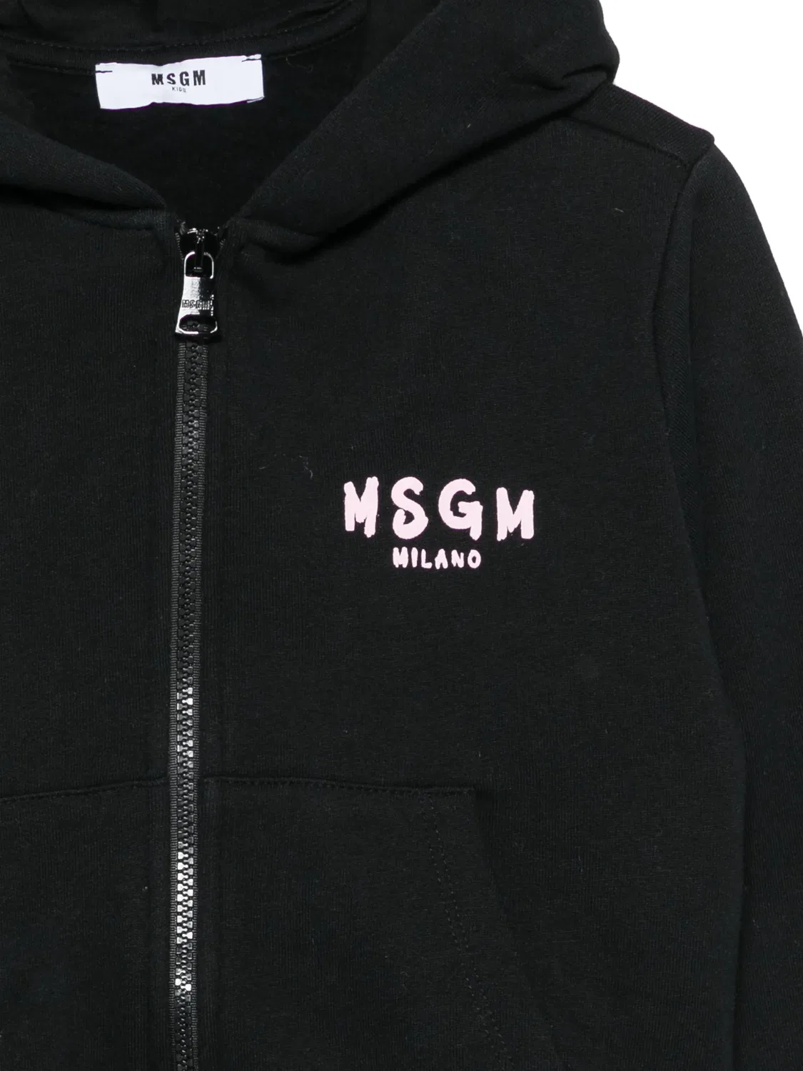 Худи на молнии из черного хлопка MSGM, черный — фото 2