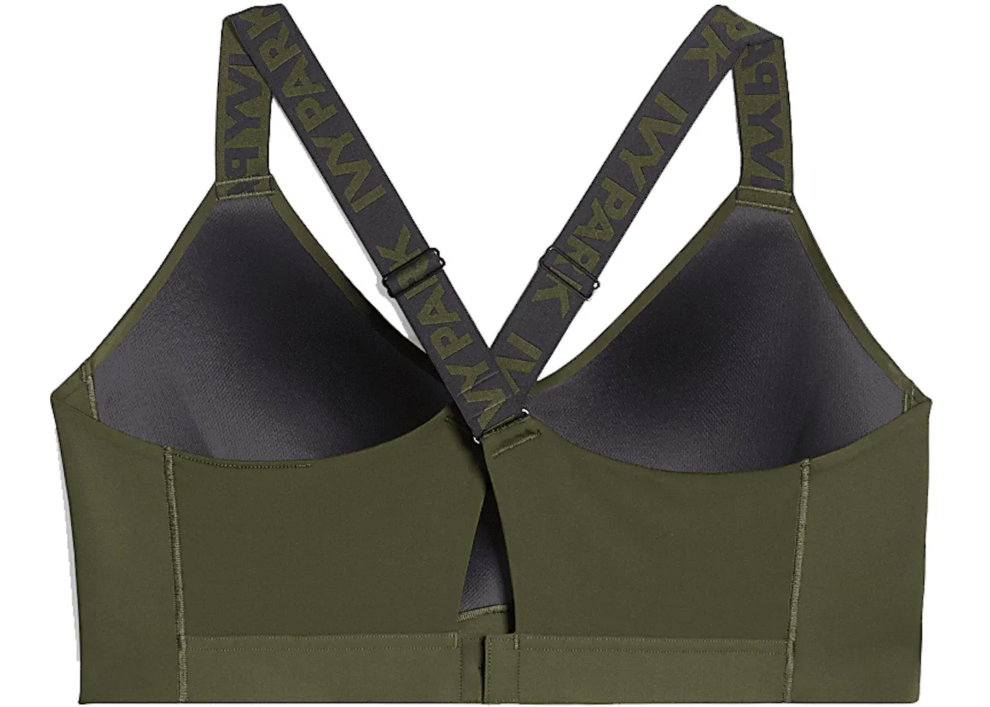 Женский бюстгальтер Tape Bra (Plus Size) Adidas, Focus Olive/Black/Shock Lime — фото 2