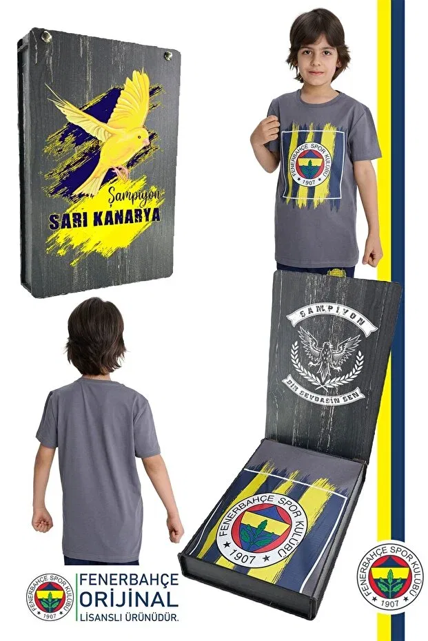 Детская футболка для девочек с принтом Fenerbahçe, Sarı