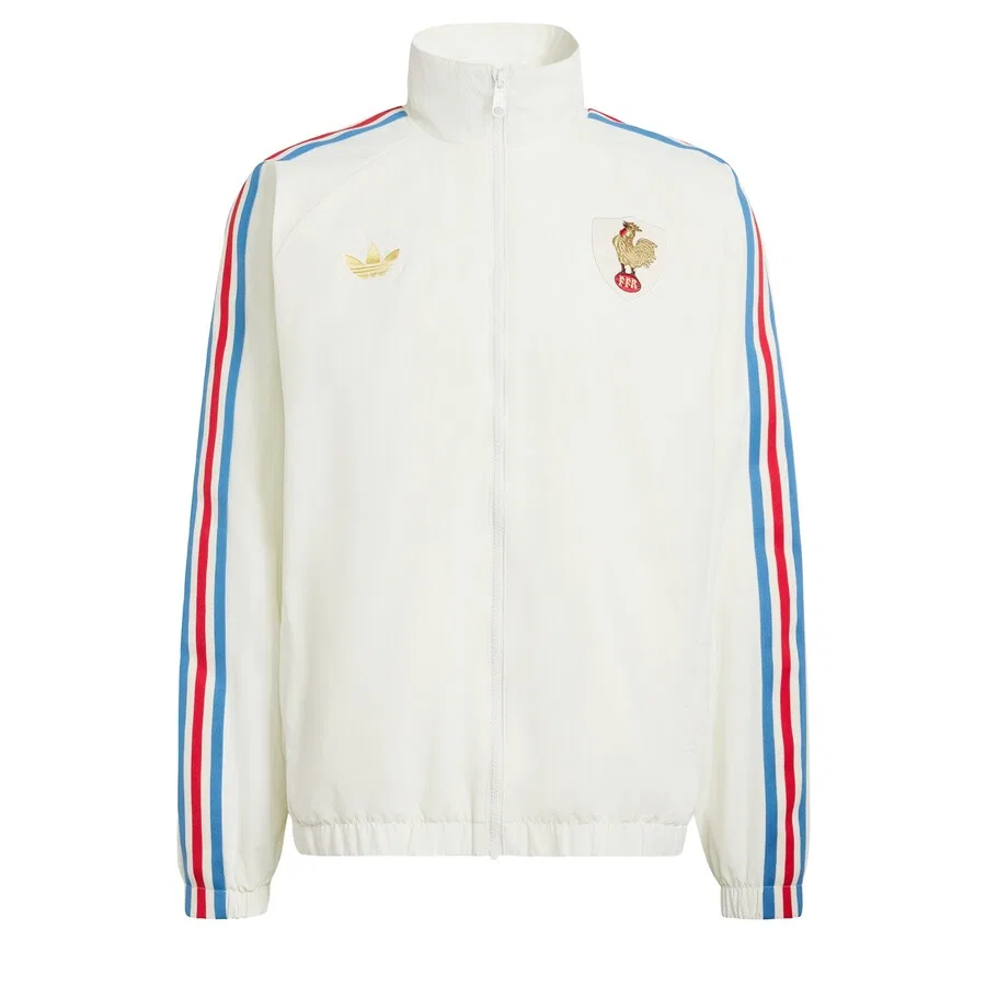 Спортивная куртка ADIDAS PERFORMANCE 'Frankreich Rugby 120 Years Crunch Anthem' белого цвета