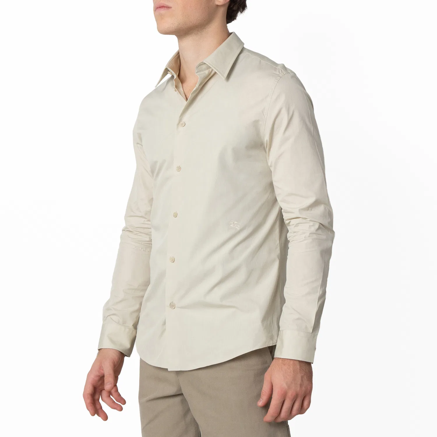 Рубашка с длинным рукавом EKD Logo Cotton Long-Sleeve Shirt Burberry, Plaster — фото 4