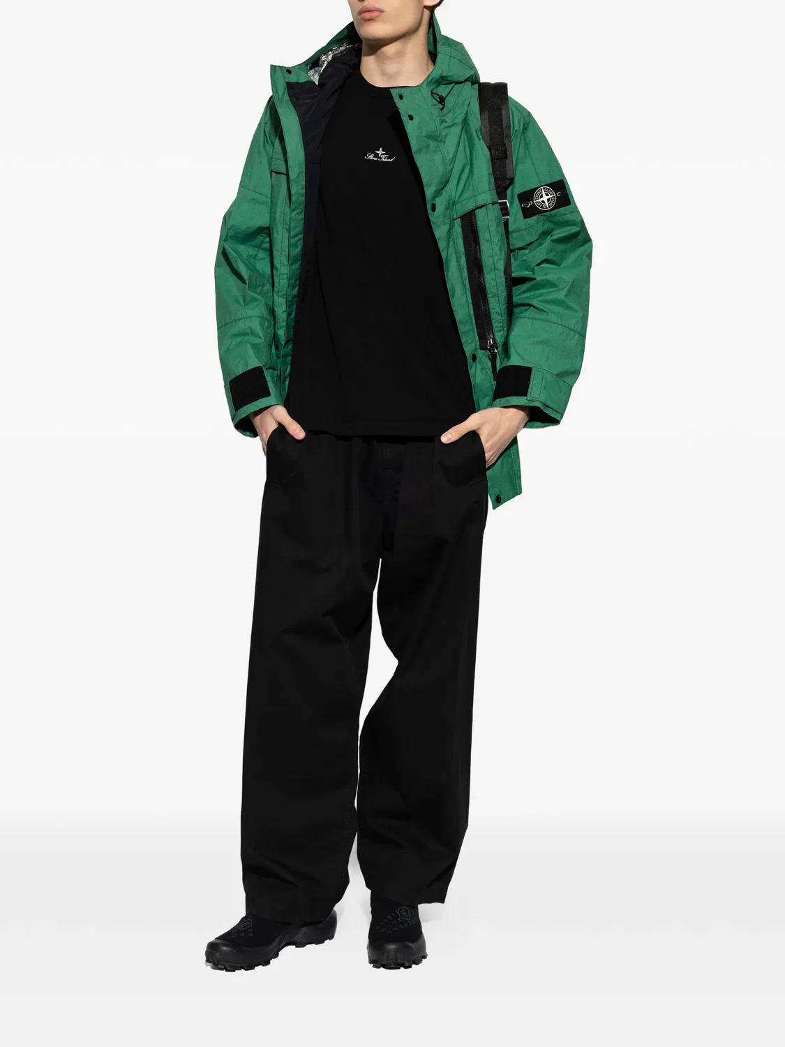 Футболка с вышитым логотипом Stone Island, черный — фото 2