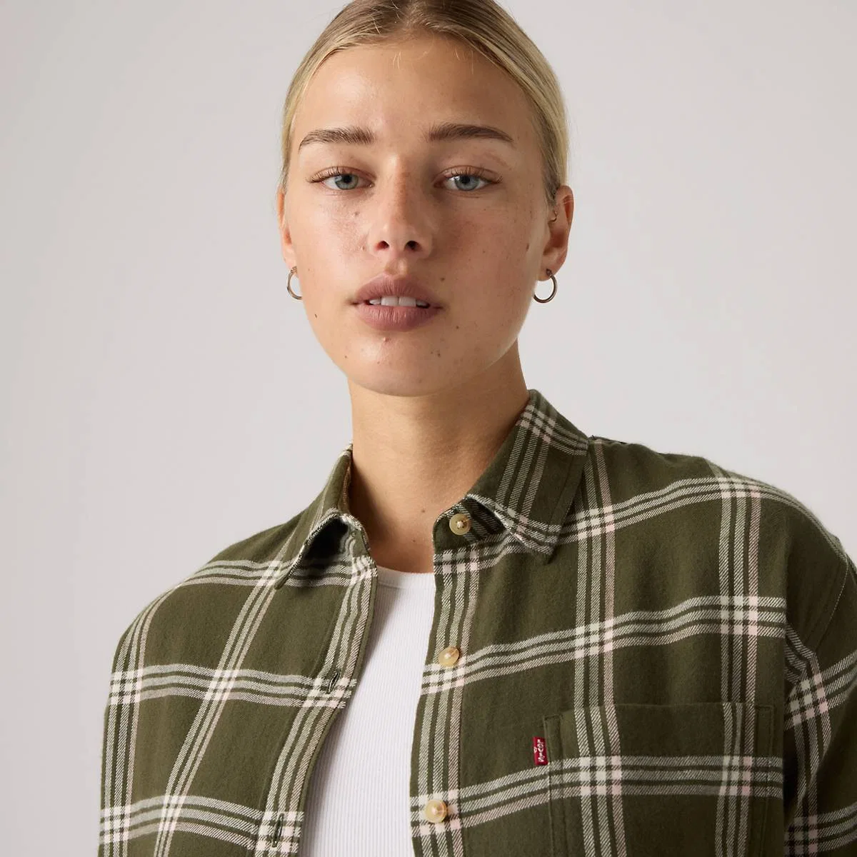 Фланелевая рубашка на пуговицах Nash Levi's, Vilja Windowpane Olive Night - Green — фото 2