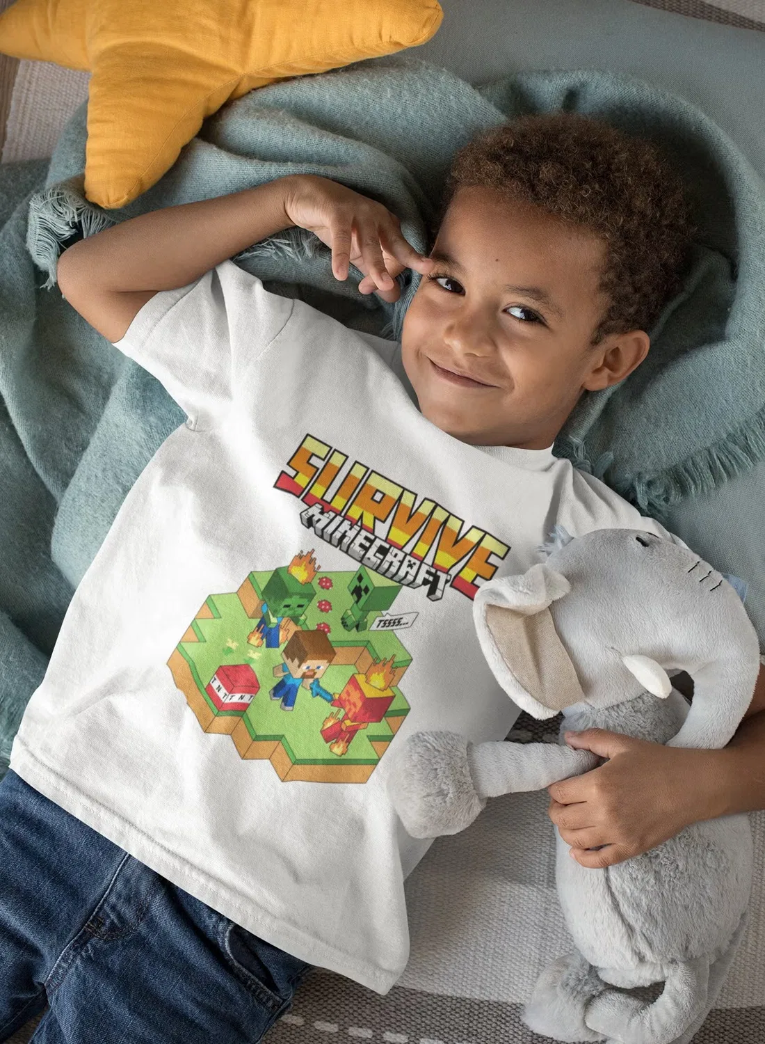 Футболка с принтом Survive minecraft new collection Zoom, белый