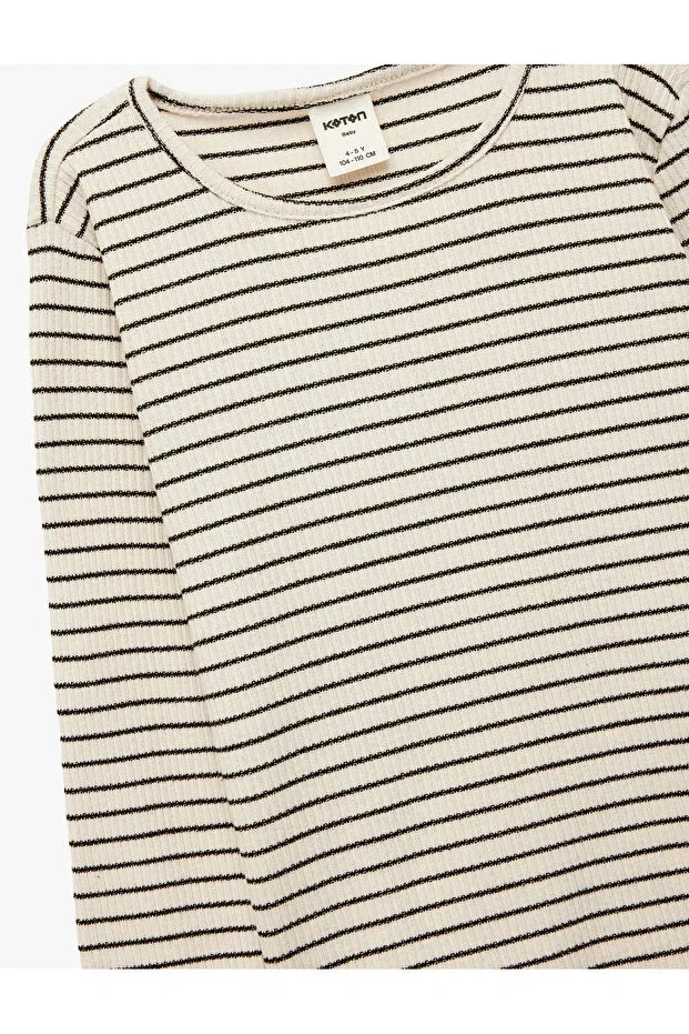 Детская футболка для мальчиков с длинным рукавом Koton, Ecru Striped — фото 3