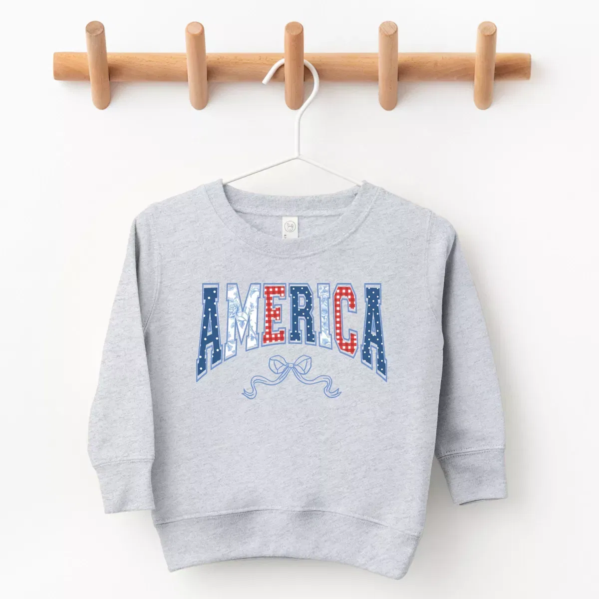 Детский свитшот с принтом Coquette America Arched The Juniper Shop, Heather Grey