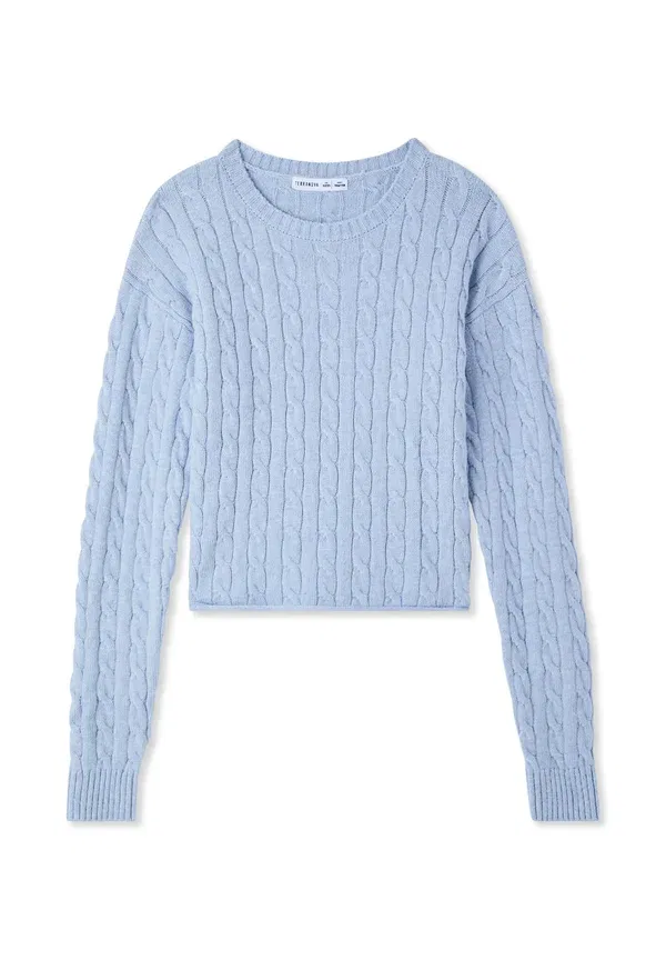 Джемпер вязаный Cable Knit Terranova, Celeste Melange, светло-голубой — фото 4