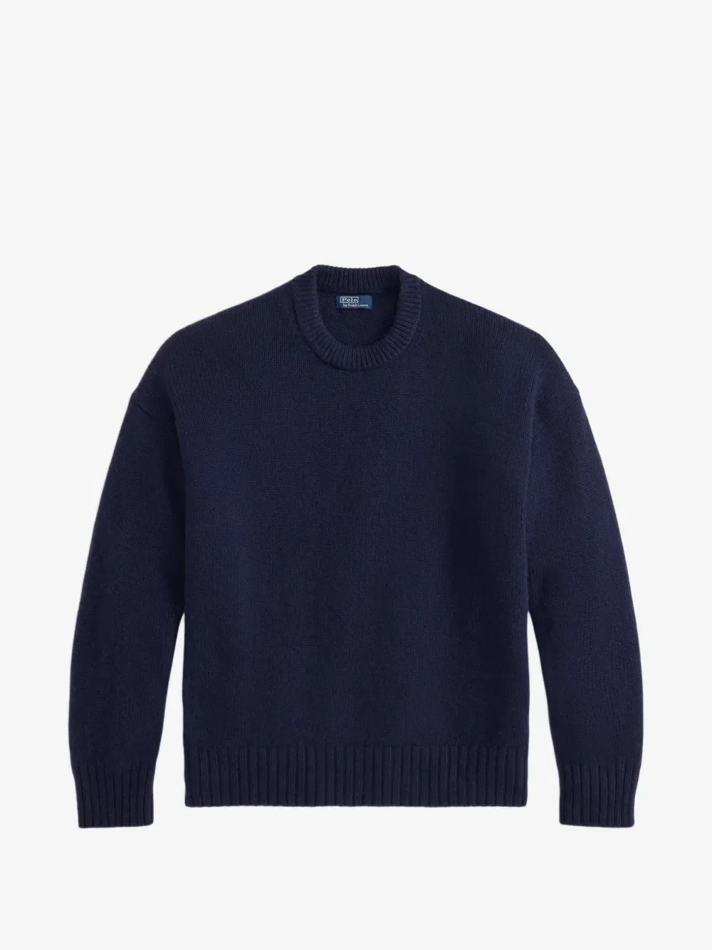 Шерстяной свитер с отделкой в рубчик Polo Ralph Lauren, синий