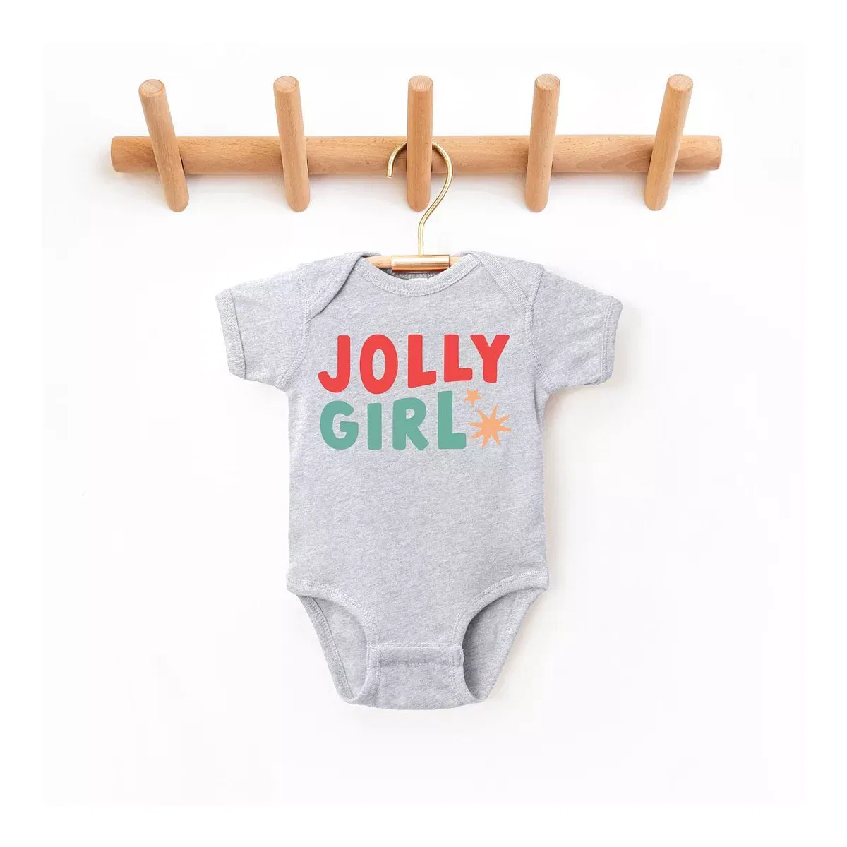 Детский боди с коротким рукавом Jolly Girl Star The Juniper Shop, Heather Grey