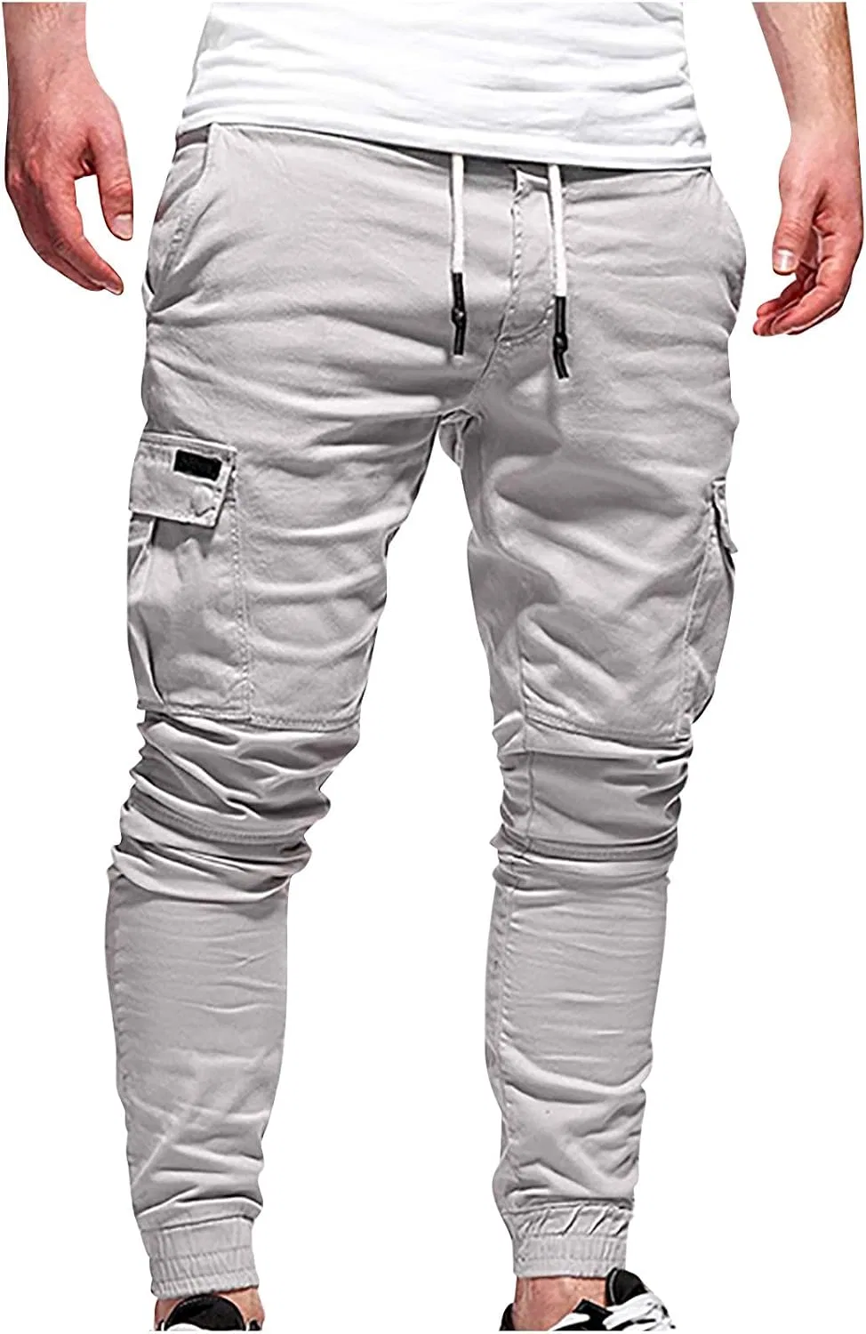 Мужские карго-брюки с эластичным поясом, Slim Fit, A02#gray — фото 3