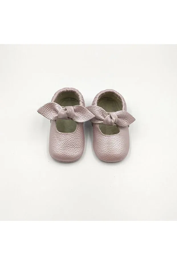 Детские туфли-лоферы для девочек из натуральной кожи Baby star genuine leather pink - 102 ribbon baby loafers Bebekstar, Bright Pink — фото 2