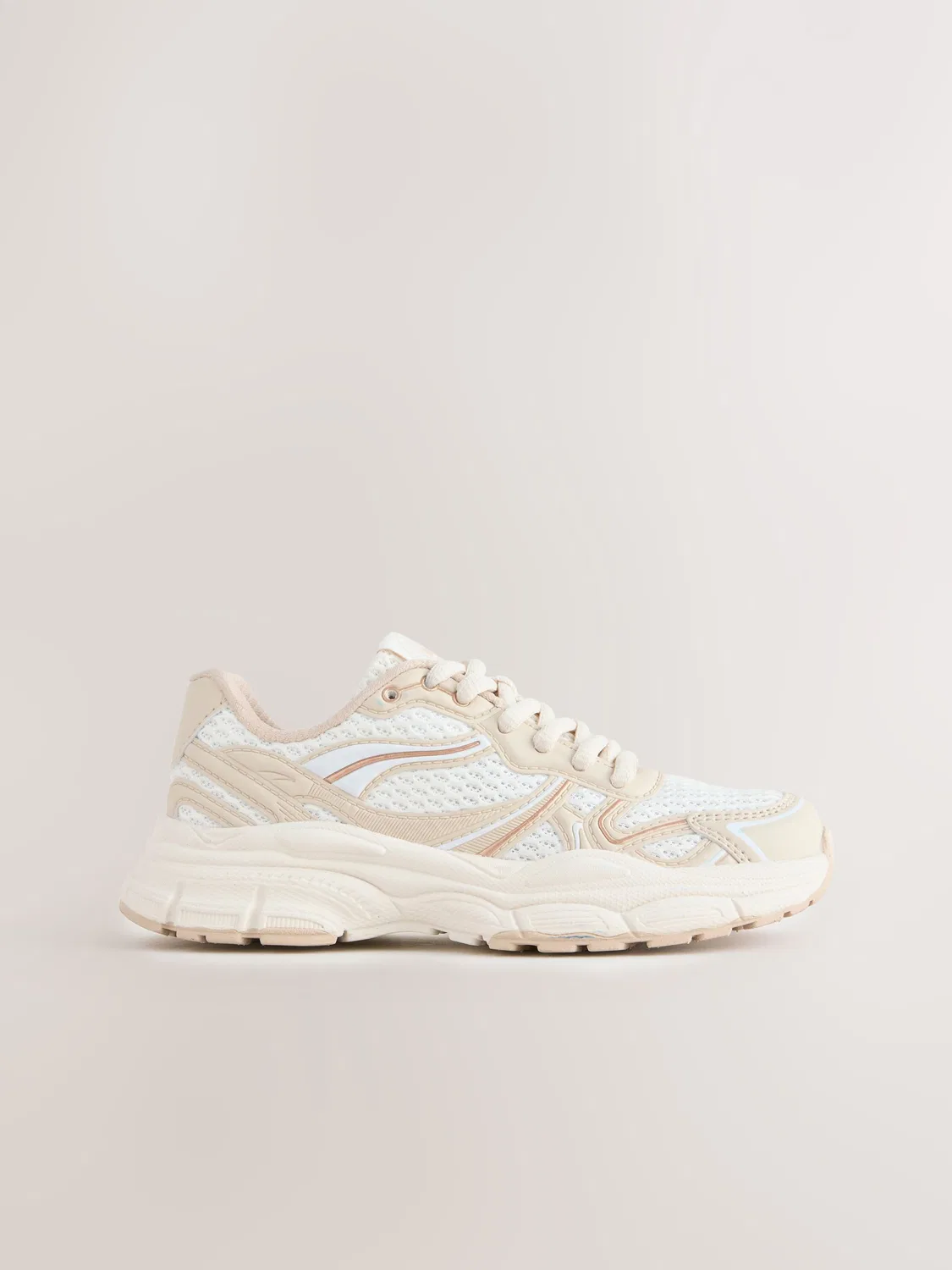 Кроссовки повседневные на шнуровке, модель Chunky Lace-Up Next, нейтральный и белый — фото 2