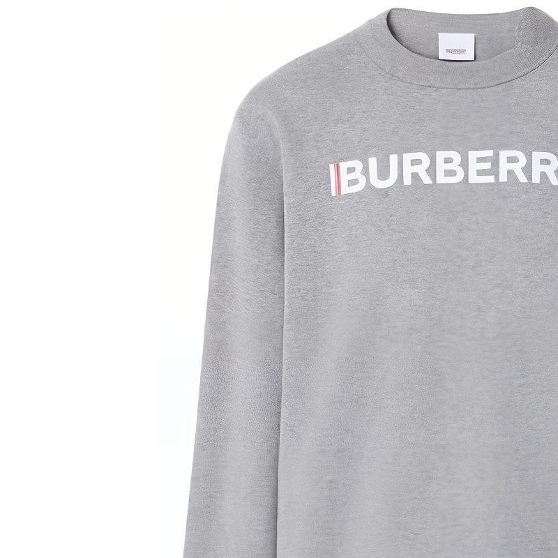 Свитшот Burberry с принтом логотипа, хлопковый, светло-серый — фото 3