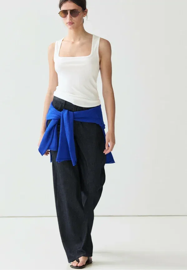 Топ хлопковый Massimo Dutti, white, белый — фото 4