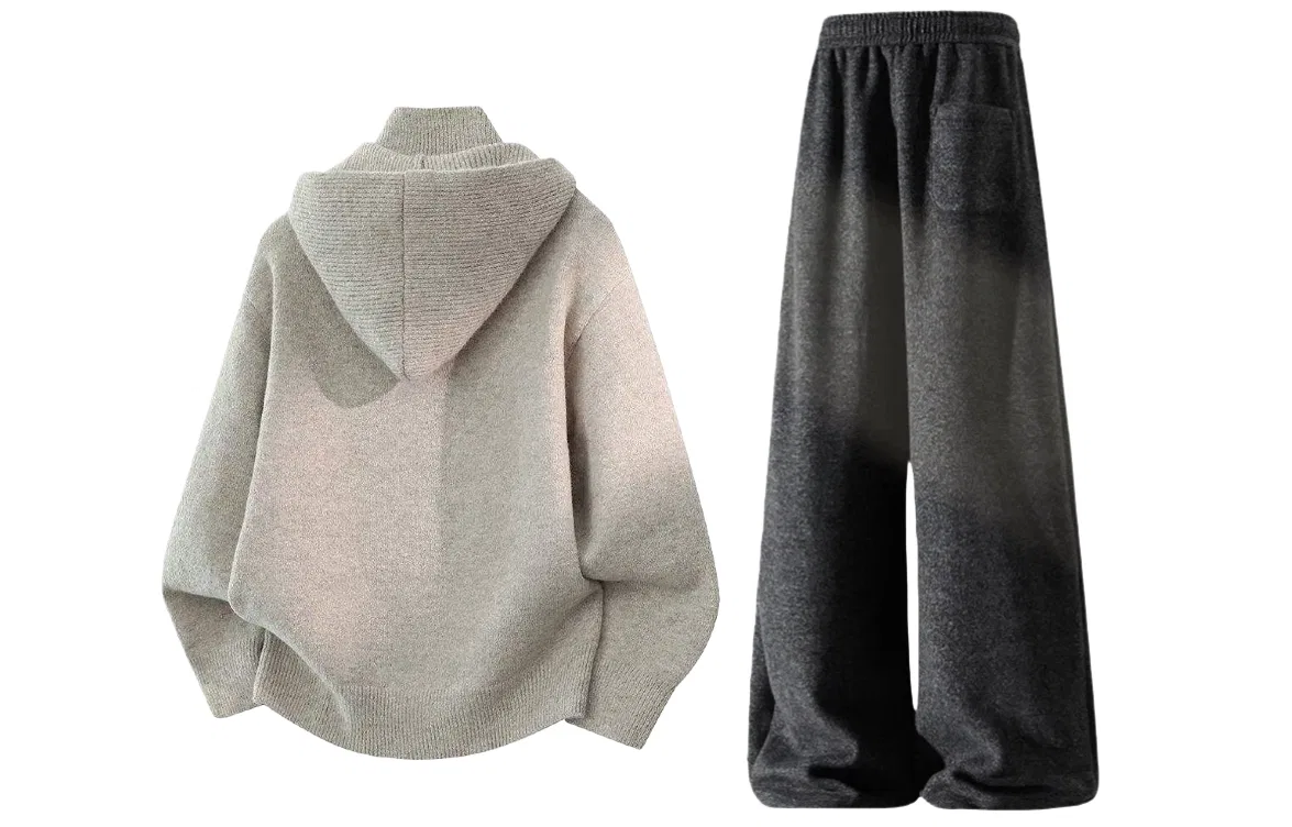 Детский комплект из свитшота и брюк с капюшоном X1617, Heather Gray Sweater+Black Pants — фото 4
