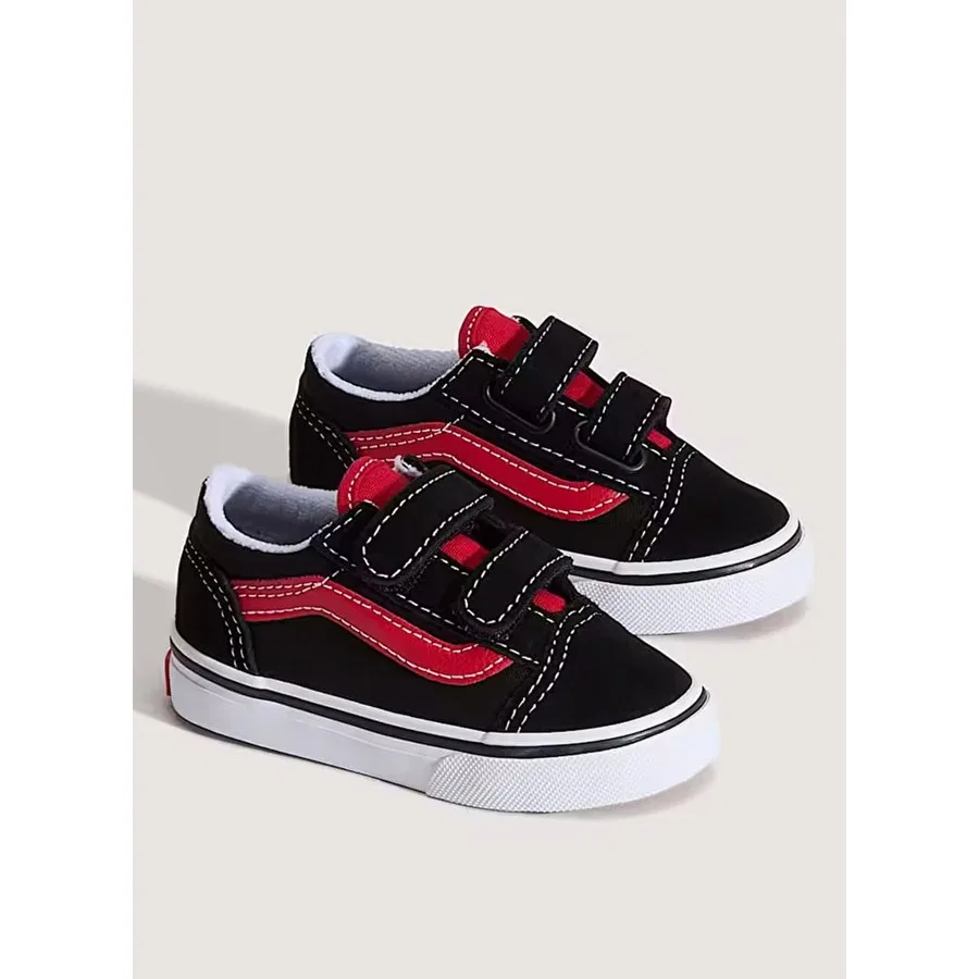 Детские кроссовки с принтом Old Skool V Vans, Черно-красный — фото 2