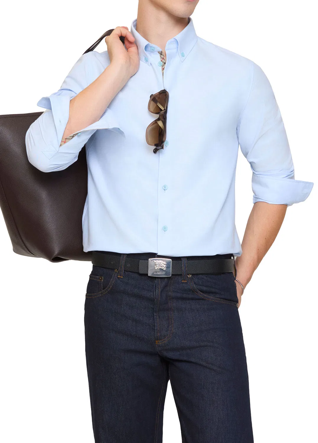 Рубашка Burberry Slim Fit, синий — фото 4