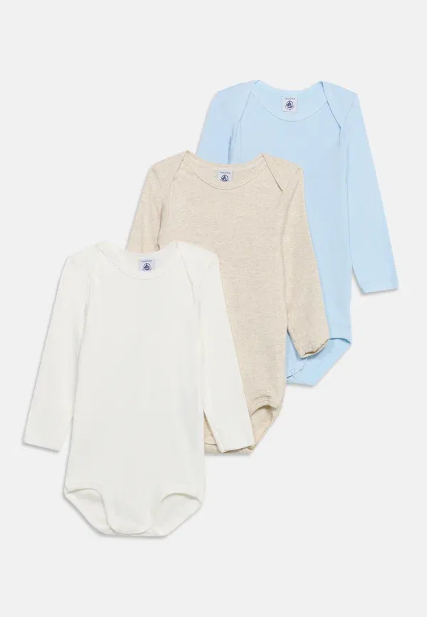 Комплект из 3 боди хлопковый Jersey Petit Bateau blue, white, белый