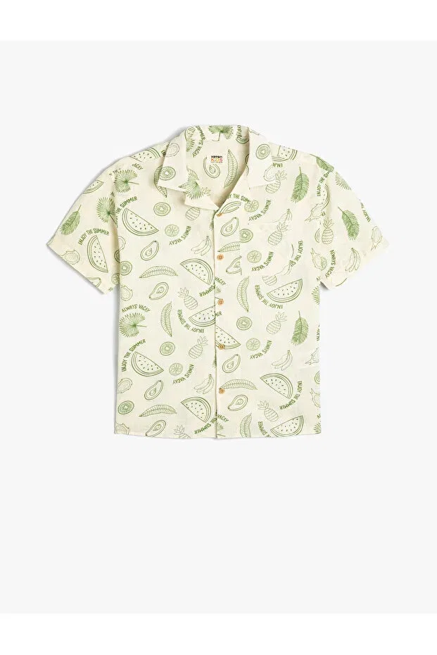 Детская рубашка для мальчиков с коротким рукавом Fruit Themed Koton, Ecru Patterned