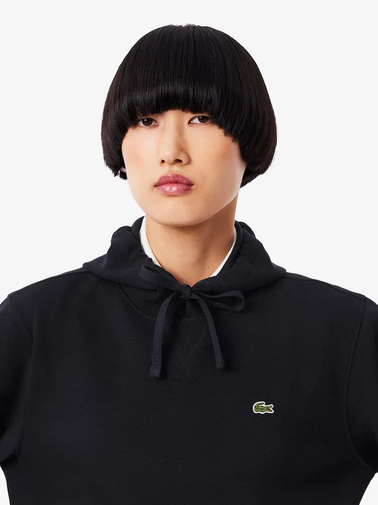 Худи LACOSTE SF5259, флисовая, женская, двойное пике, темно-синий — фото 2