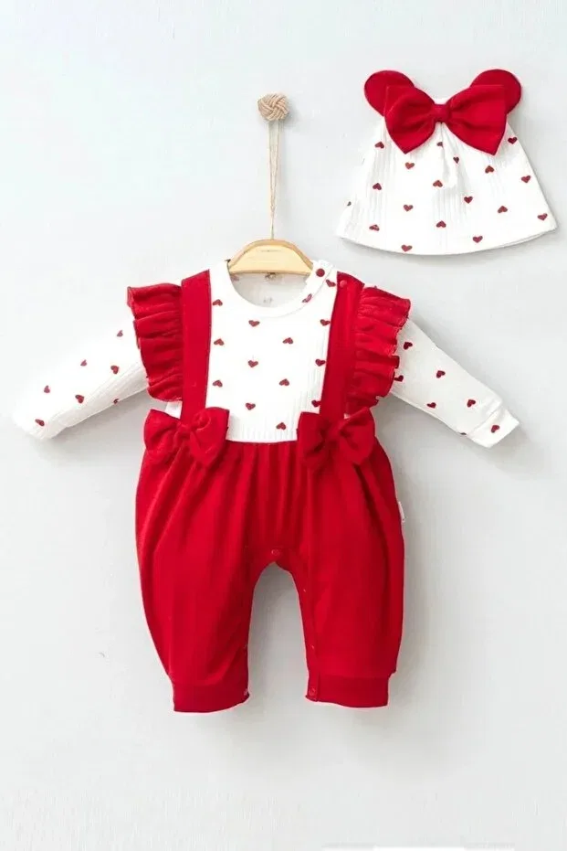 Детский комбинезон для девочек хлопковый Enia Baby, Red — фото 2