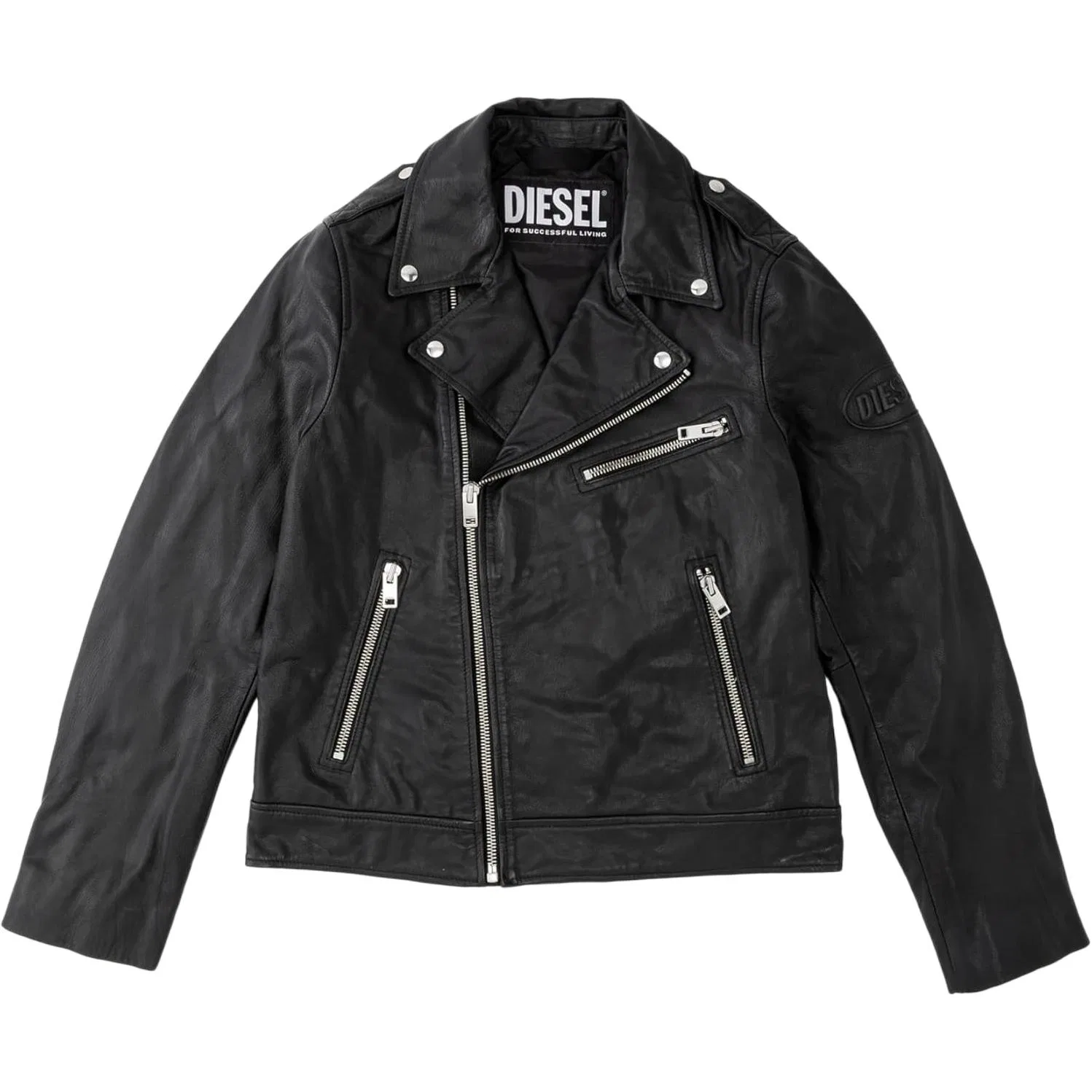 Кожаная куртка Men's Black Lapel Moderate, DIESEL, Black
