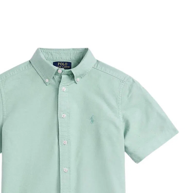 Детская рубашка повседневная с коротким рукавом Polo Ralph Lauren, Faded Mint Green — фото 4