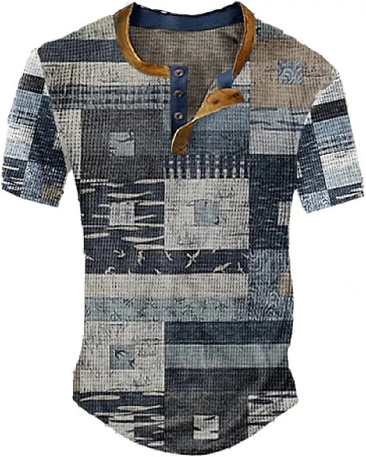Мужская футболка с принтом Henley Color Block, Navy
