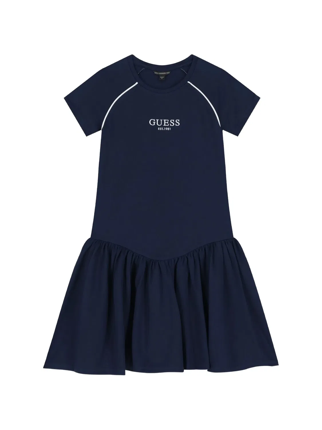 Платье с заниженной талией и принтом логотипа Guess Usa, синий