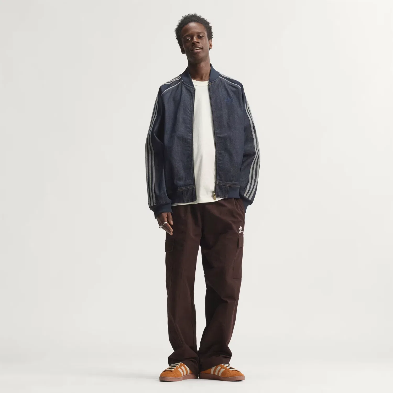Мужская джинсовая куртка свободного кроя Adicolour Denim Track Top Adidas Originals, индиго деним
