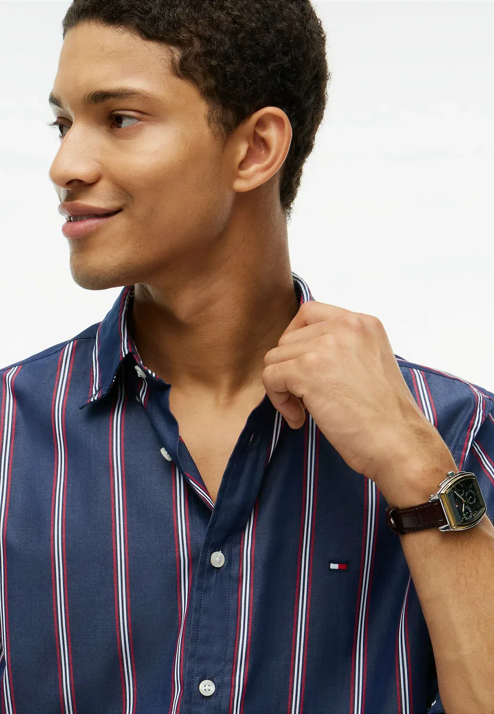 Рубашка из поплина в полоску стандартного кроя - рубашка Tommy Hilfiger, Carbon Navy Multistripe — фото 4