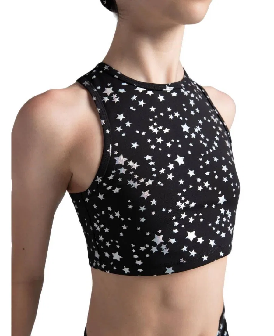 Топ с ракушкой и металлическим принтом звезды, Future Star Cosmic Top Capezio, Black — фото 2