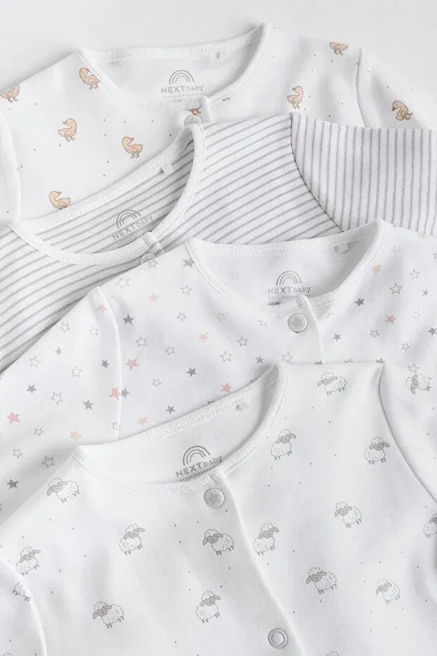 Детский комплект боди-комбинезонов с принтом Next Baby, White — фото 4